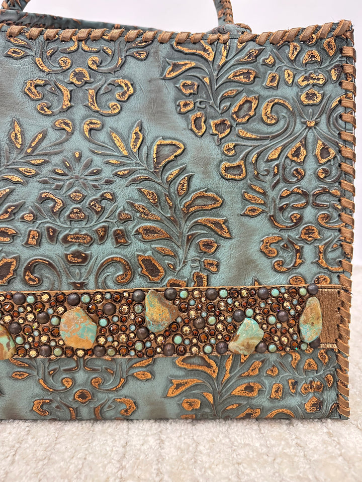 Kurtman Turquoise Galaxy Tote Bag