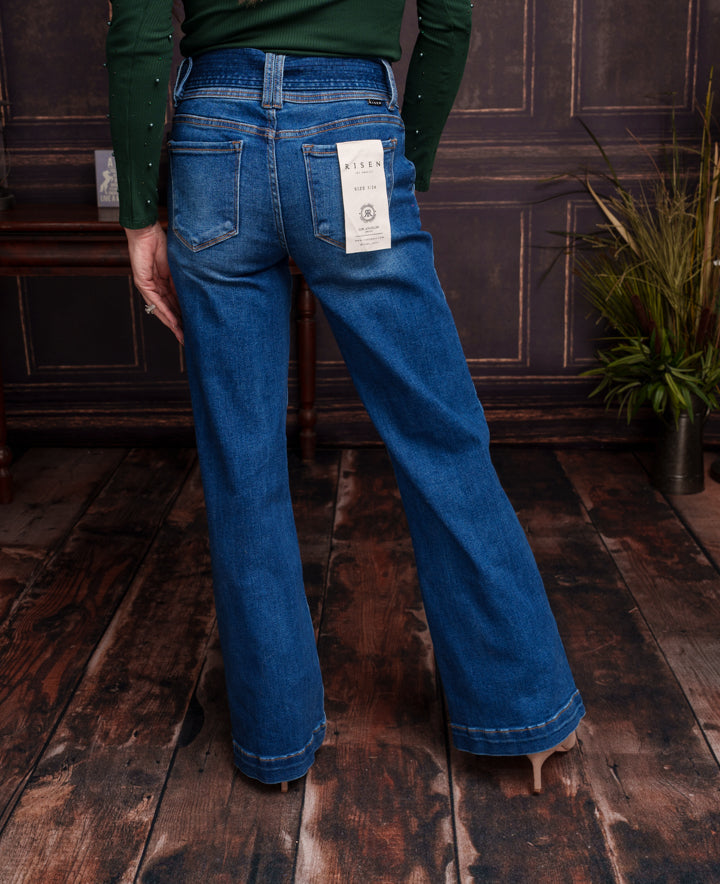 Risen Cute and Classy Tummy Control Wide Leg Jeans