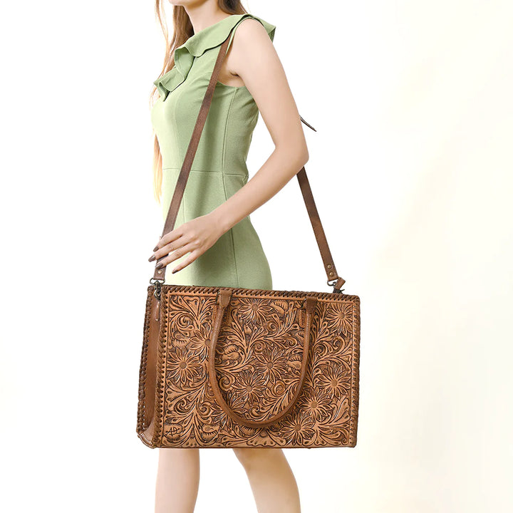 Tooled Leather Tote Bag - Salt and Grace Boutique