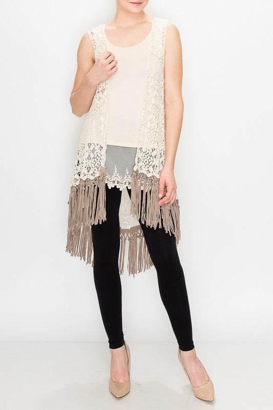 Crochet Vest with Fringe - Salt and Grace Boutique