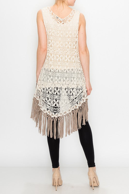 Crochet Vest with Fringe - Salt and Grace Boutique