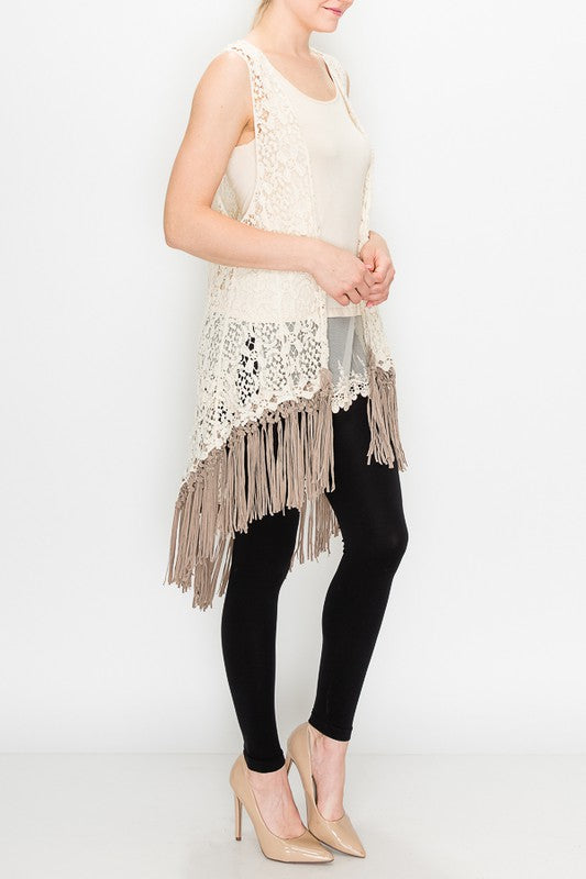 Crochet Vest with Fringe - Salt and Grace Boutique