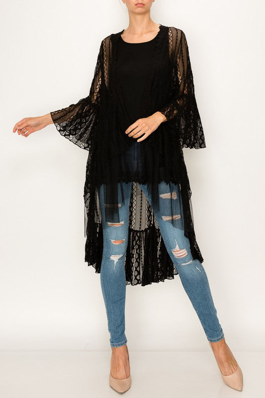 Solid All Lace Duster with Bell Sleeves - Salt and Grace Boutique