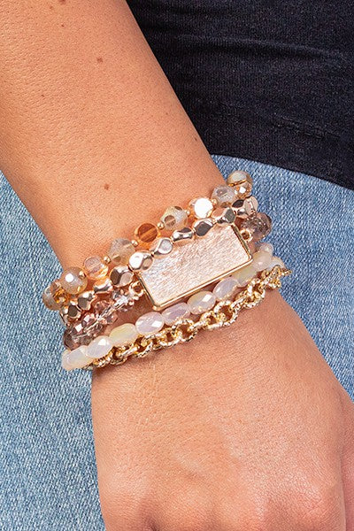 Animal Print and Crystal Stacked Bracelets - Salt and Grace Boutique