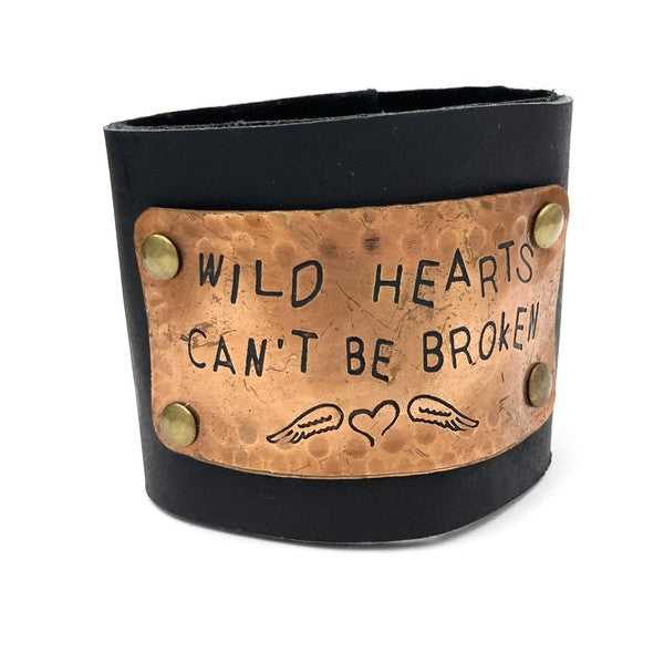 Wild Hearts Cant Be Broken Wide Leather Bracelet - Salt and Grace Boutique
