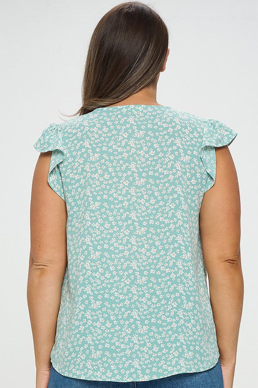 Plus Relaxed Fit Flutter Sleeve Top - Salt and Grace Boutique