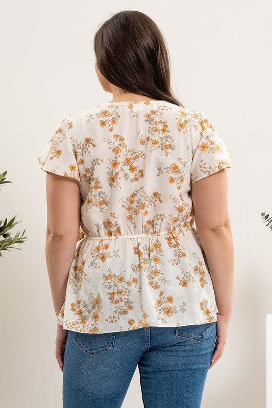 Plus Floral Peplum Top - Salt and Grace Boutique