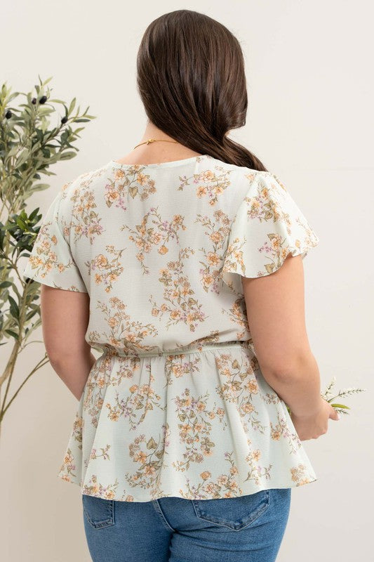 Plus Floral Peplum Top - Salt and Grace Boutique
