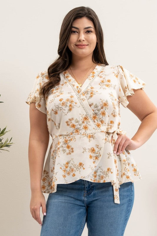Plus Floral Peplum Top - Salt and Grace Boutique