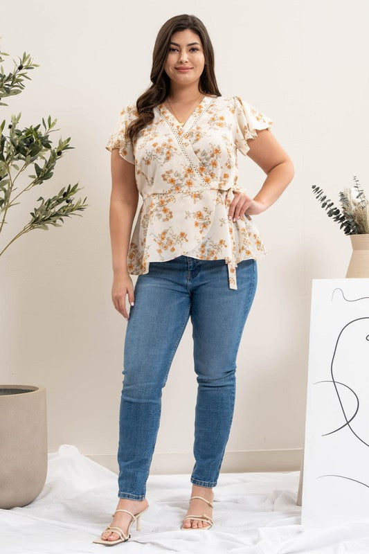 Plus Floral Peplum Top - Salt and Grace Boutique