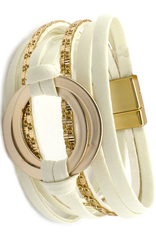Ring Multi Strand Leather Magnetic Bracelet - Salt and Grace Boutique