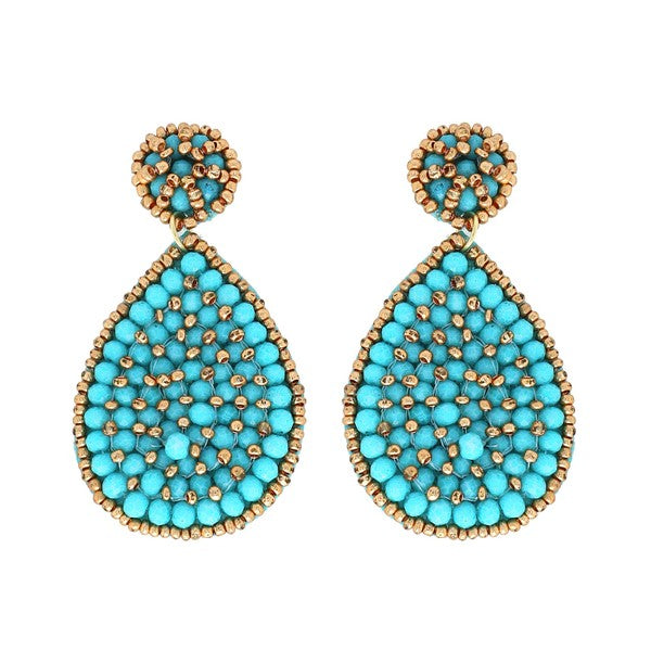 2-Tier Beaded Tear Drop Earrings - Salt and Grace Boutique