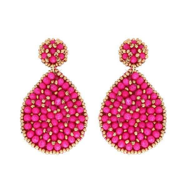 2-Tier Beaded Tear Drop Earrings - Salt and Grace Boutique
