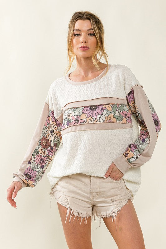 Floral Colorblock Top - Salt and Grace Boutique