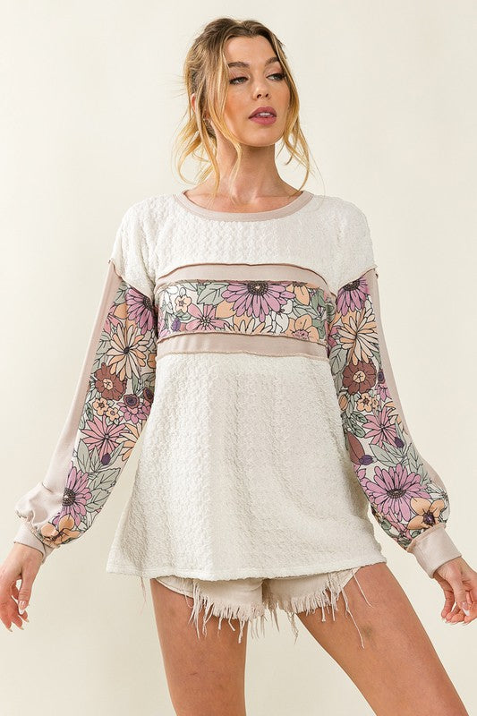 Floral Colorblock Top - Salt and Grace Boutique