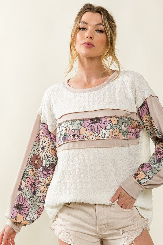 Floral Colorblock Top - Salt and Grace Boutique