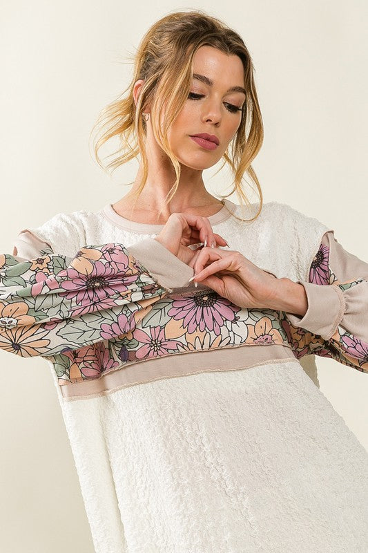 Floral Colorblock Top - Salt and Grace Boutique