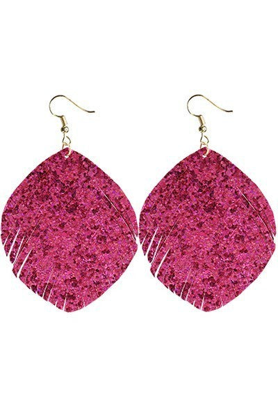 Glitter Teardrop Feather Earrings - Salt and Grace Boutique