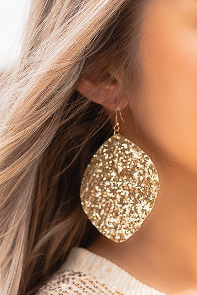 Glitter Teardrop Feather Earrings - Salt and Grace Boutique