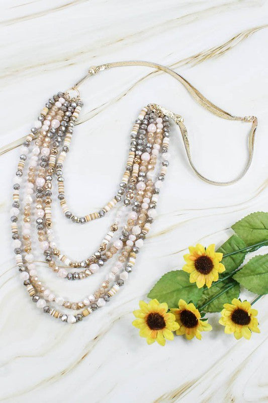 Layered Crystal Beaded Necklace - Salt and Grace Boutique