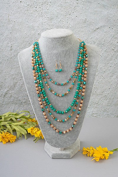 Layered Crystal Beaded Necklace Set - Salt and Grace Boutique