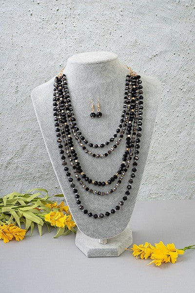 Layered Crystal Beaded Necklace Set - Salt and Grace Boutique