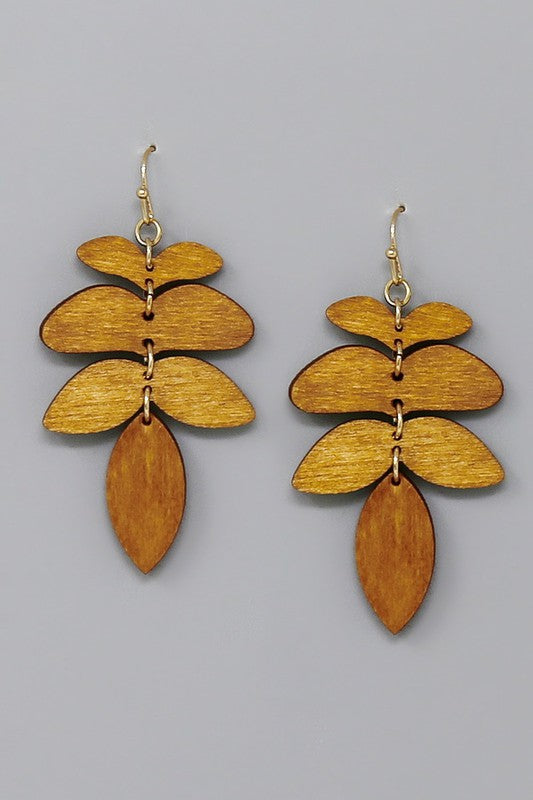 Wooden Leaf Dangle Earrings - Salt and Grace Boutique