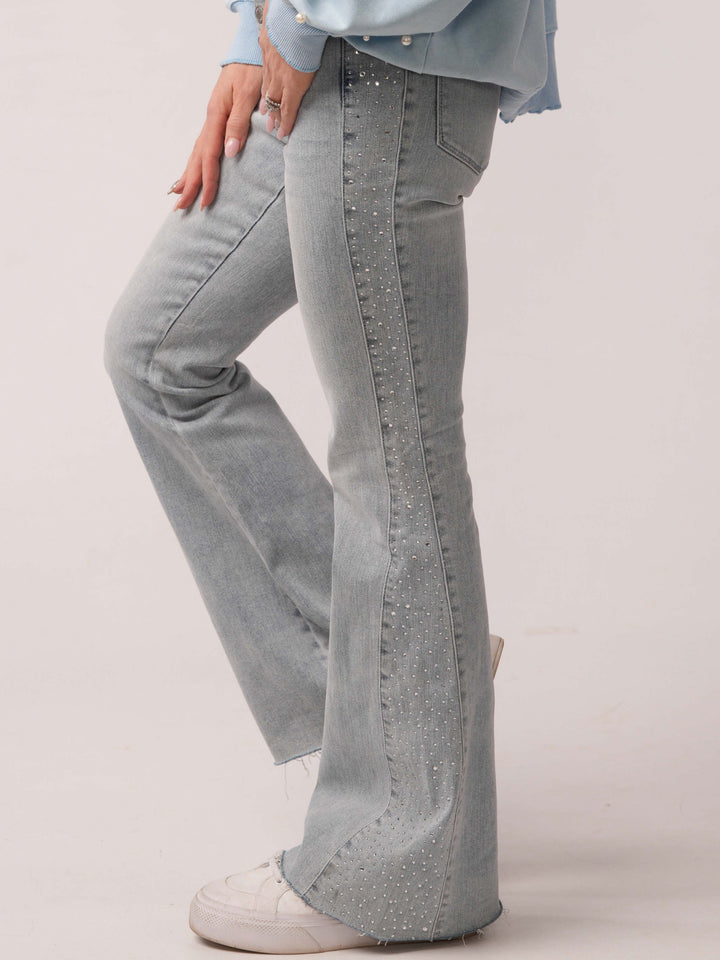 Judy Blue Rhinestone Side Panel Detail Flare Jeans