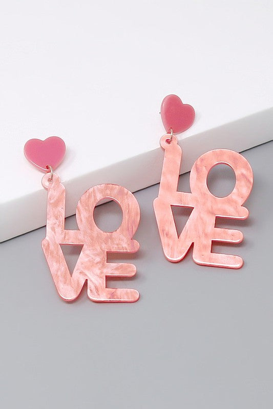 LOVE Heart Chunky Acrylic Earrings - Salt and Grace Boutique