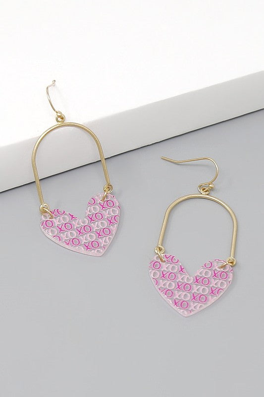 Heart Print XOXO Acrylic Earrings - Salt and Grace Boutique