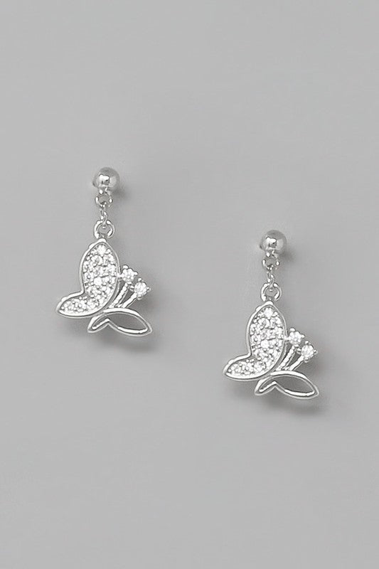 Butterlfy CZ Pave Drop Earrings - Salt and Grace Boutique
