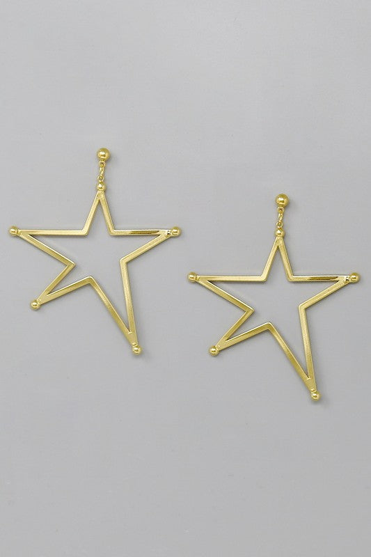 Star Hoop Metal Dangle Earrings - Salt and Grace Boutique