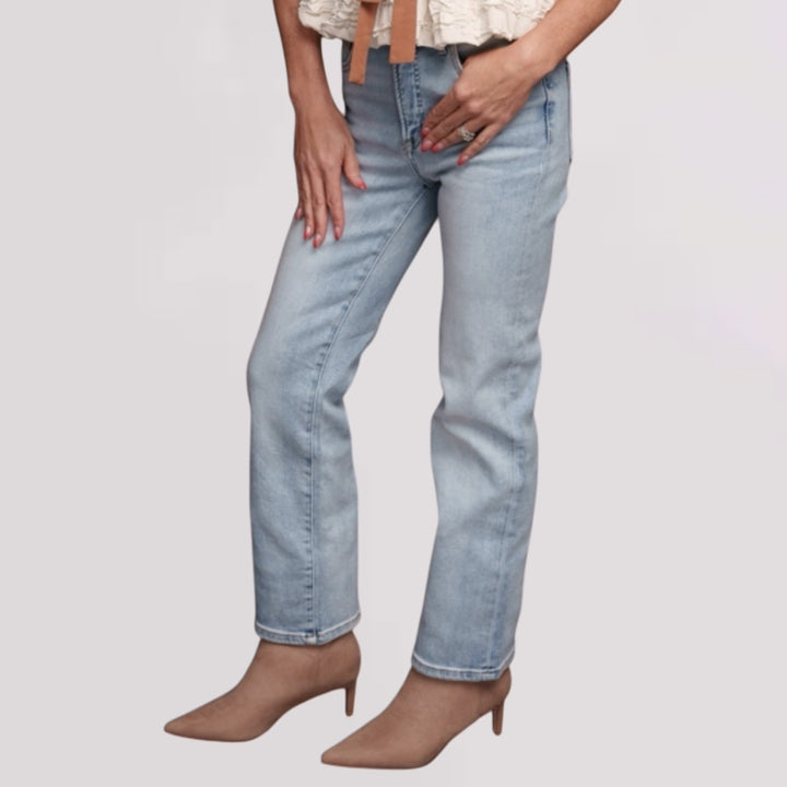 Risen Tummy Control High Rise Straight Crop Jeans
