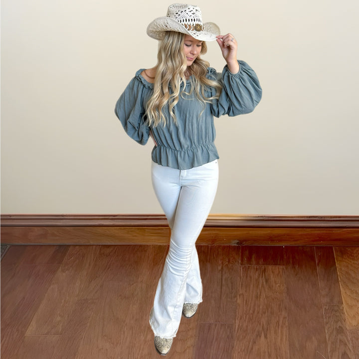 Off the  Shoulder Ruffle Top - Salt and Grace Boutique