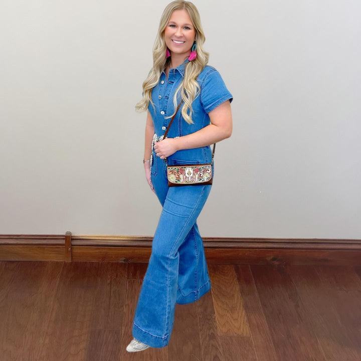 Denim Flared Jumpsuit - Salt and Grace Boutique