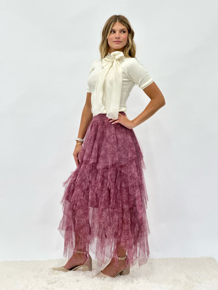 Floral Mesh Maxi Skirt