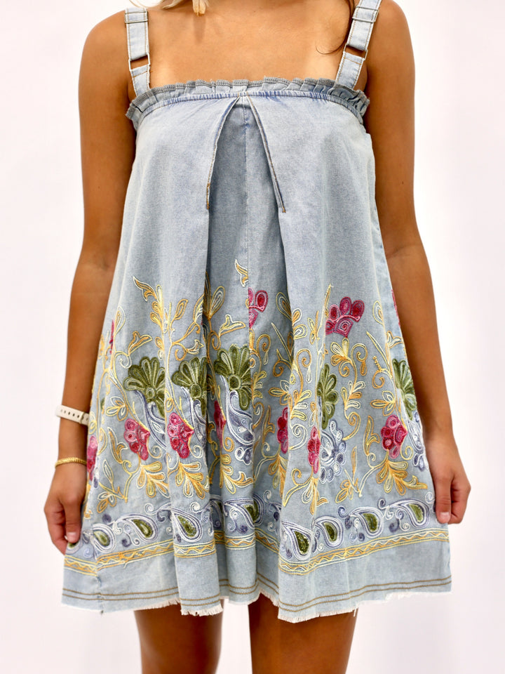 POL Floral Fantasy Light Denim Dress
