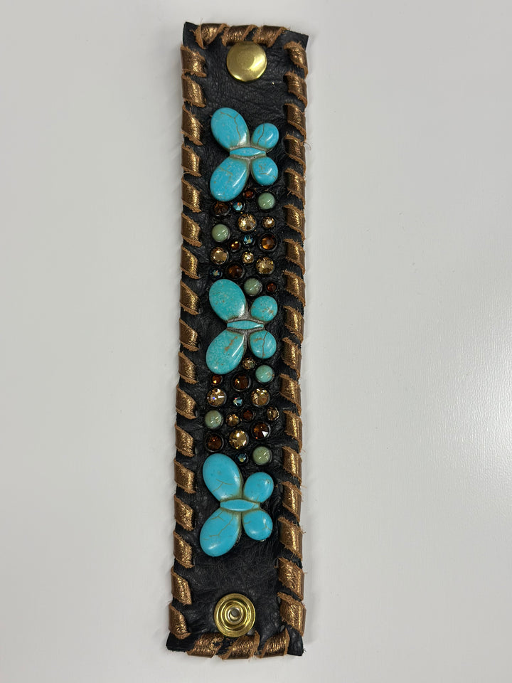 Turquoise Butterfly Crystal Cuff Bracelet