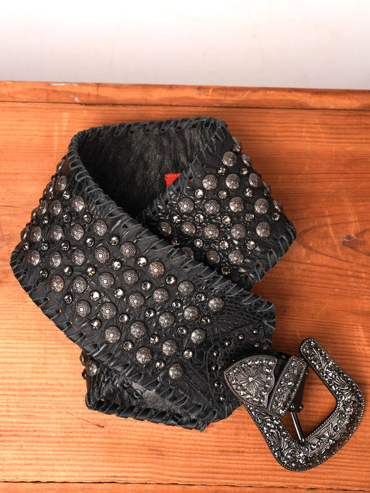 Kurtman Black Crystal Studs Western Belt