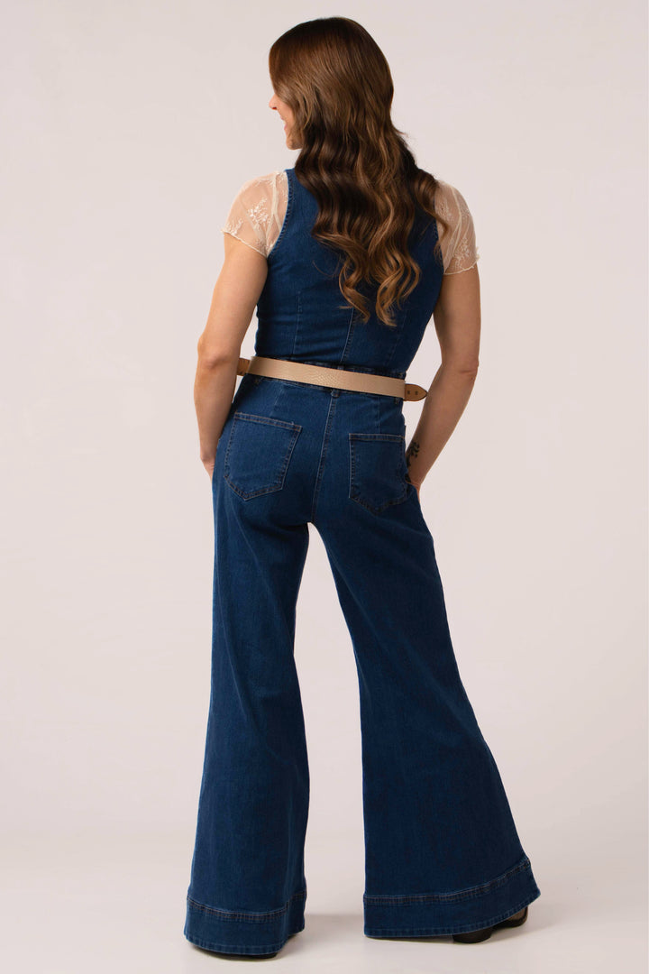 Wide Leg Denim Jumpsuit