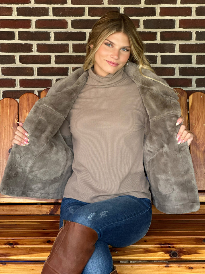 Faux Fur Denim Vest