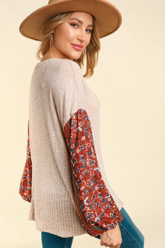Oversized Bubble Sleeve Top - Salt and Grace Boutique