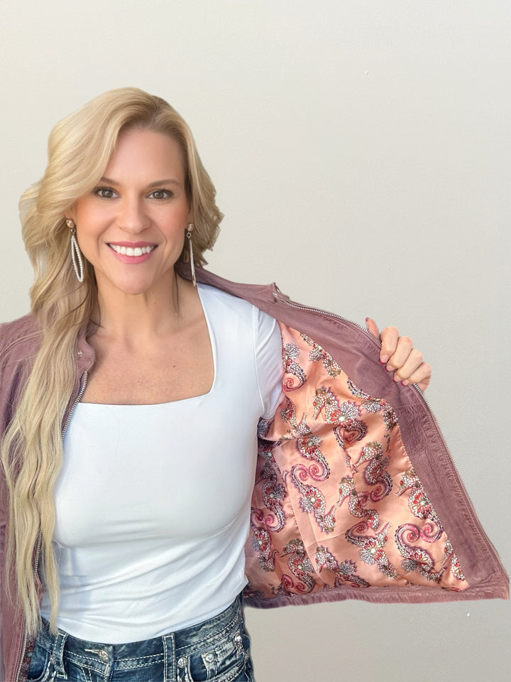 Scully Lavender Leather Jacket - Salt and Grace Boutique