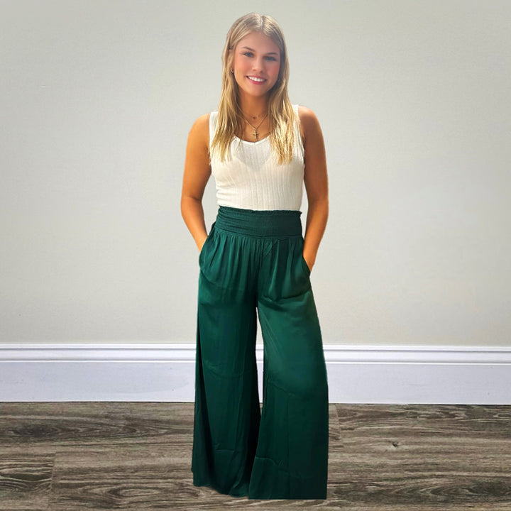 Satin Wide Leg Pants - Salt and Grace Boutique