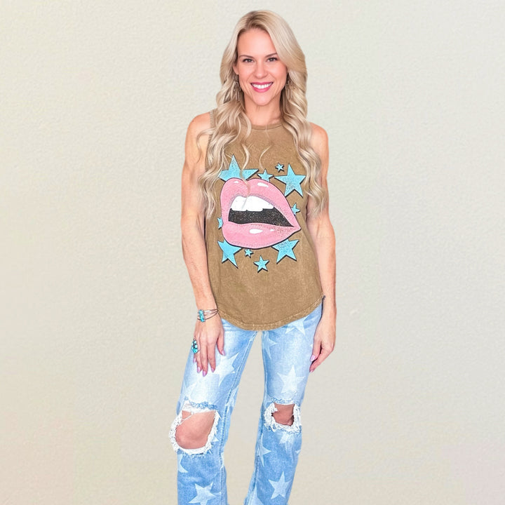 Rock n Roll Kisses Graphic Tank