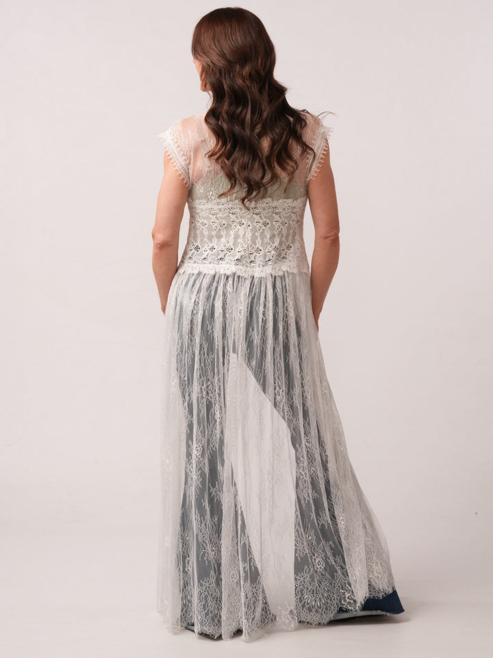 Lace Maxi Front Tie Cardigan
