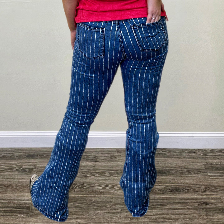 Sparkle Bell Denim Flares - Salt and Grace Boutique