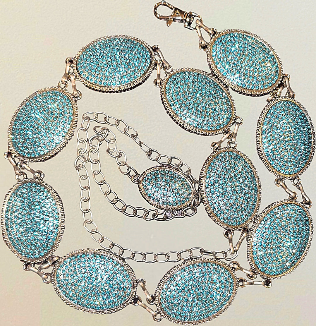 Turquoise Rhinestone Concho Belt - Salt and Grace Boutique