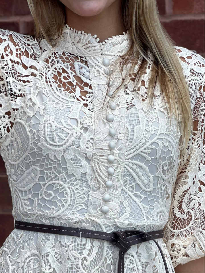 Lace Mock Neck Mini Dress