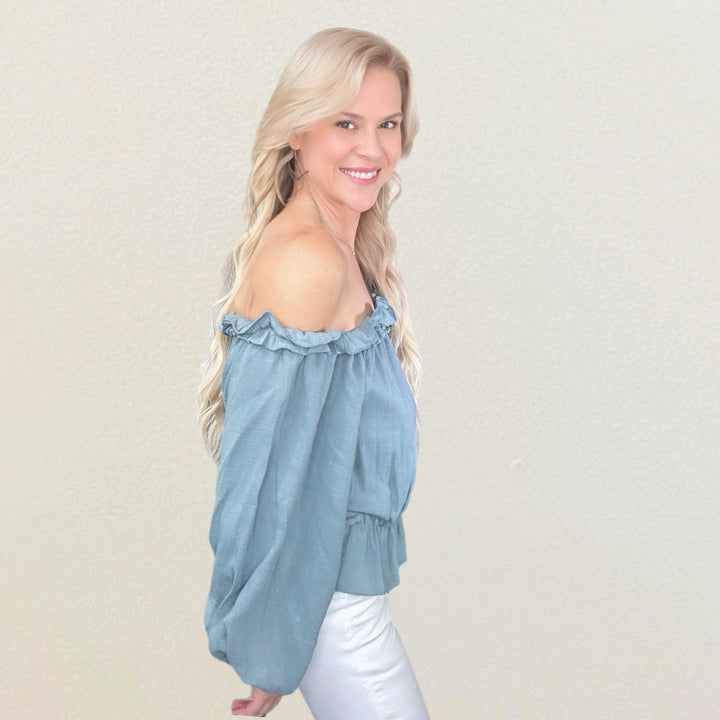 Off the  Shoulder Ruffle Top - Salt and Grace Boutique